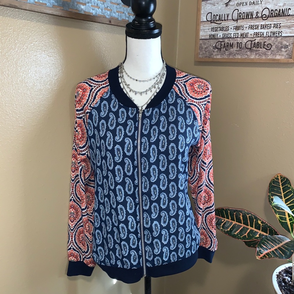 Pink Rose Medium Lightweight Top Zip Up Paisley